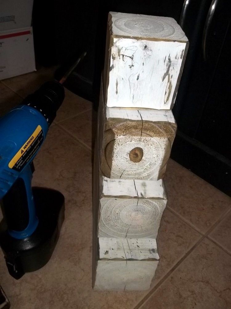 Tăiați bucăți de lemn pentru a se potrivi și a lăsa decor-grădină-lemn-Crăciun-face-tu-singur-om-de-zăpadă-aspect-ponosit