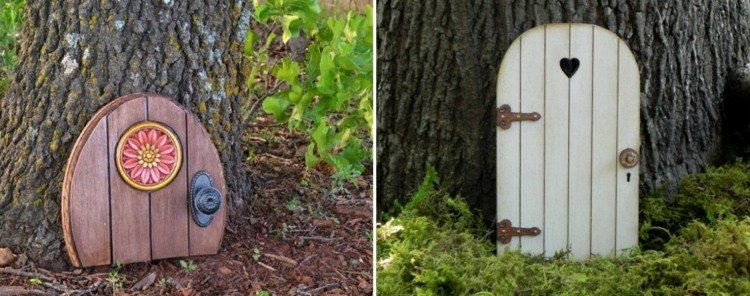 Ideea romantica de decor pentru arborele din gradina Creați-vă propria decorare pentru grădină gnome-door-build-wood-idea