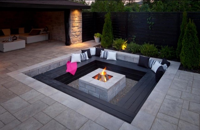 tendințe de proiectare grădină bancă săpat șemineu la sol bancă modernă proiectată grădină 2014 săpată în groapă de foc