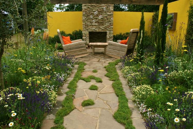 Design de grădină sălbatică cu flori de luncă proiectare-grădină-2014-zonă-de-relaxare-plantare-sălbatică-pajiști-flori-galben-protecție a vieții private