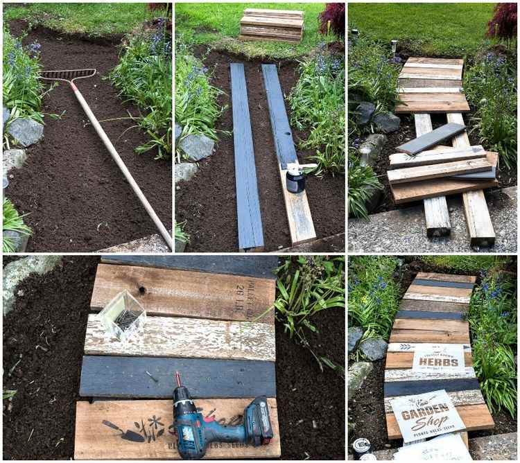 Instrucțiunile construiesc o cale de grădină din lemn cu scânduri ca bază