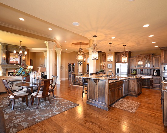 bucătărie mare-zonă de luat masa-lemn-design