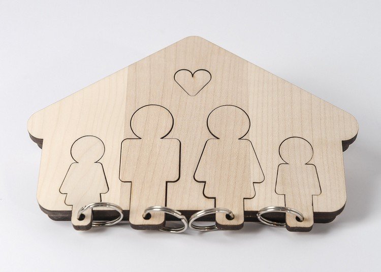 Cadou pentru încălzirea casei - cheie din lemn cu chei Prezintă mutarea într-o nouă-casă-de-inaugurare-familie-cheie-inel-cheie-titular-lemn