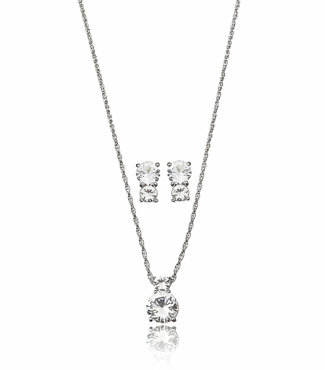 Cercei Swarowski lanț strasuri argintii