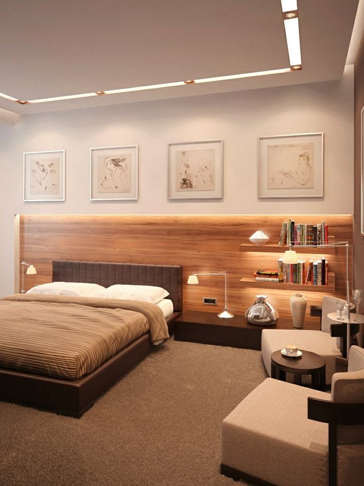 Idee de design cu lemn pentru accente idei de design pentru iluminat dormitor rafturi din lemn accent de tavan design