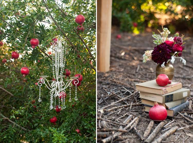 Decor de rodie nunta de toamna in flori vintage de gradina