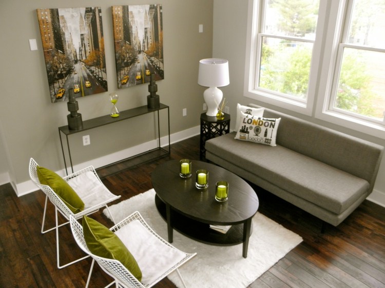 Accesorii de casă verde aprins în camera de zi modernă Sufragerie verde scaun alb canapea mobilier de designer