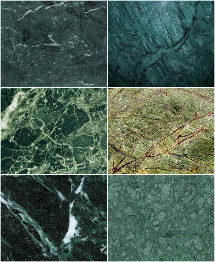 Tipuri de marmură verde Tipuri de cereale diferite