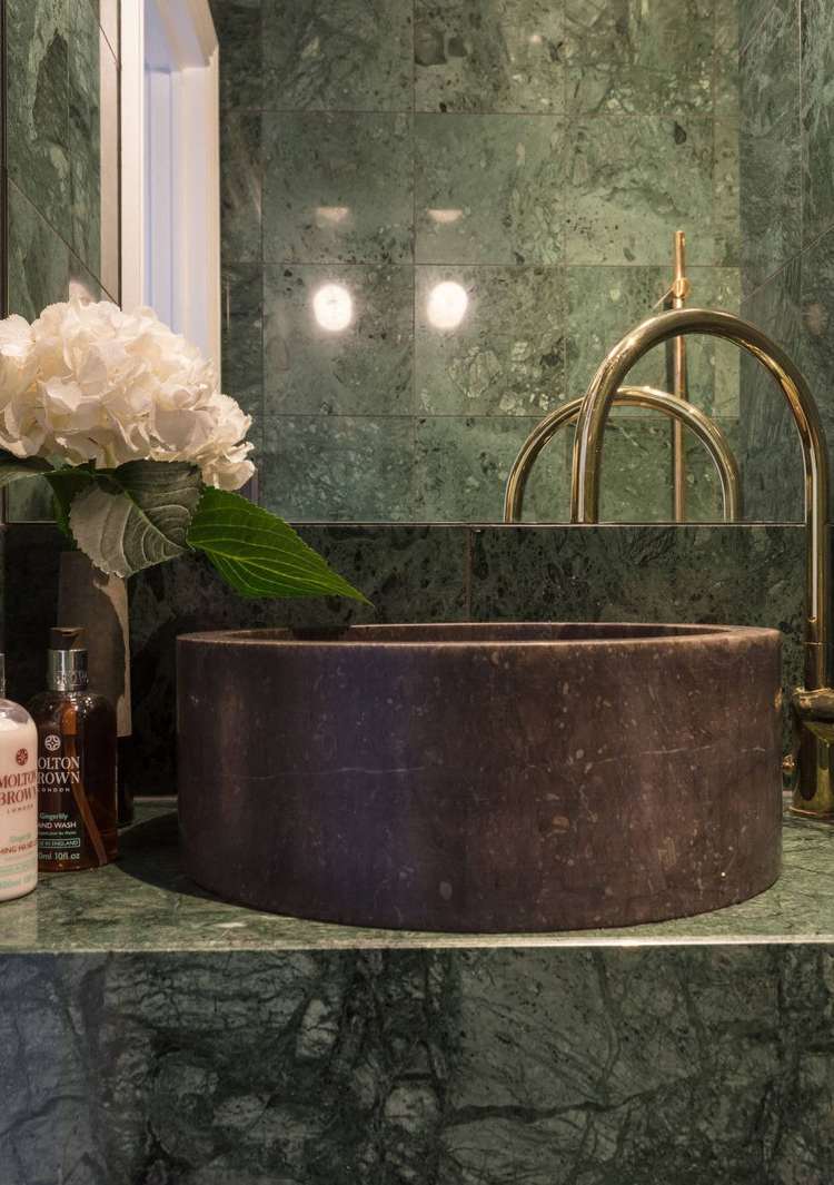 chiuvetă din marmură verde lavoar rotund de blat din piatră naturală