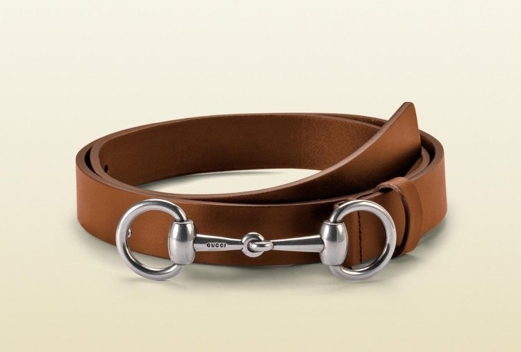 Curea de la Gucci cu un design sportiv și elegant Curea Gucci piele culoare camel