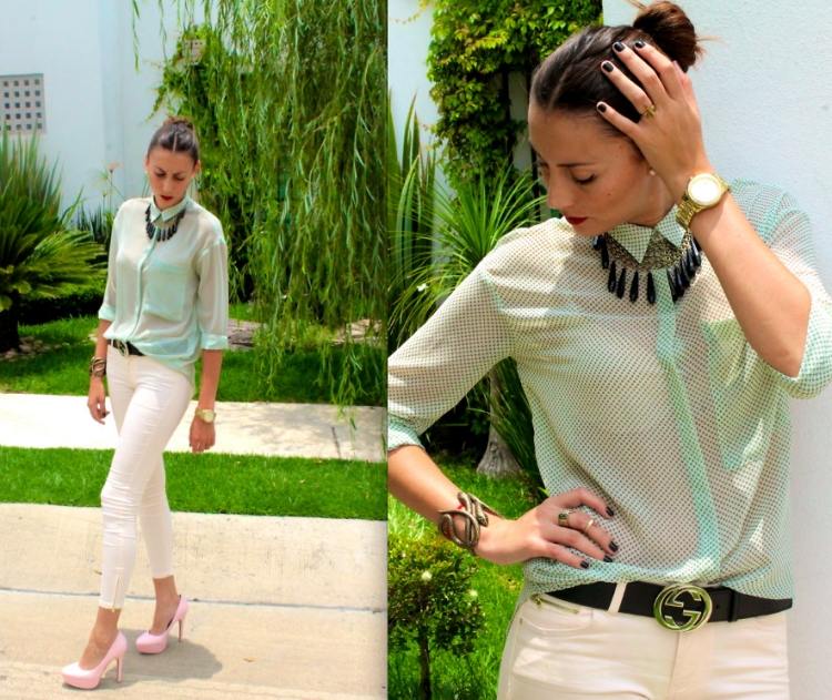 Curea Gucci pentru tinuta office Gucci-centura-verde-buline-pantaloni-albi