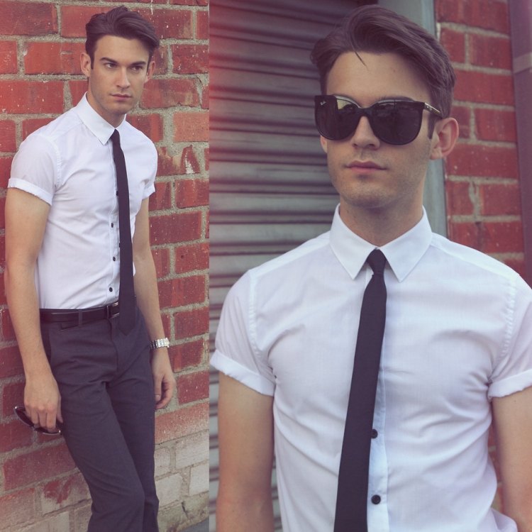 Poartă o centură elegantă de culoare neagră, cu cămașă și pantaloni bărbați Gucci centura bărbați cămașă pantaloni ochelari de soare