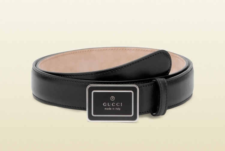 Curea simplă Gucci neagră Curea Gucci din piele neagră