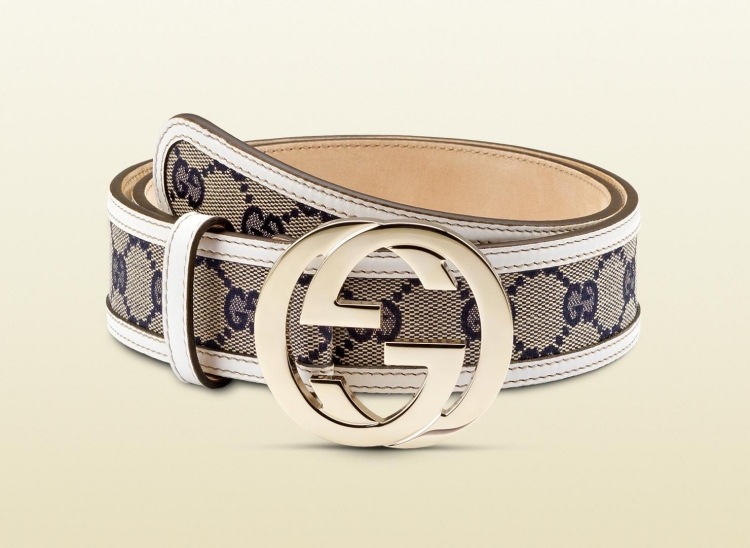 Centura într-un aspect modern atrăgător Curea Gucci albastru auriu idei oțel