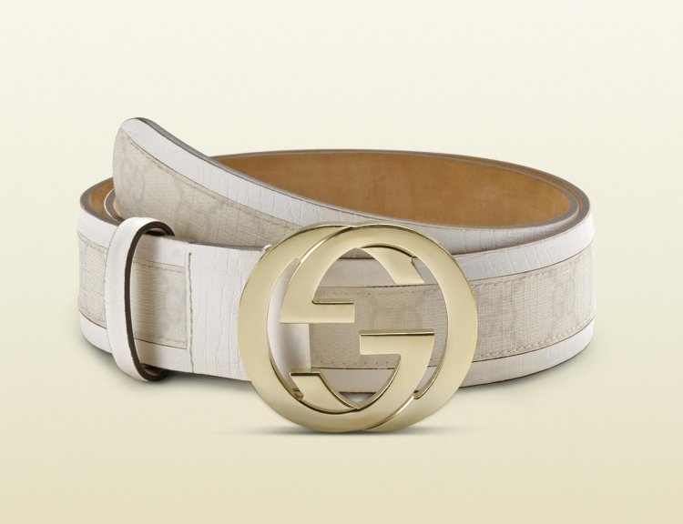 Curea cu imprimeu animal și cataramă Gucci Curea Gucci model clasic aspect culoarea nisipului