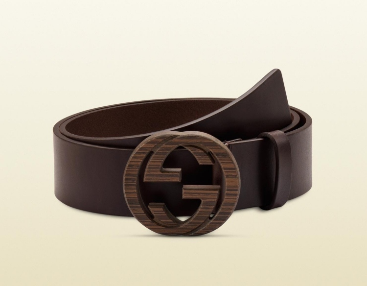 Curea simplă pentru bărbați de culoare maro închis Curea Gucci piele maro barbati