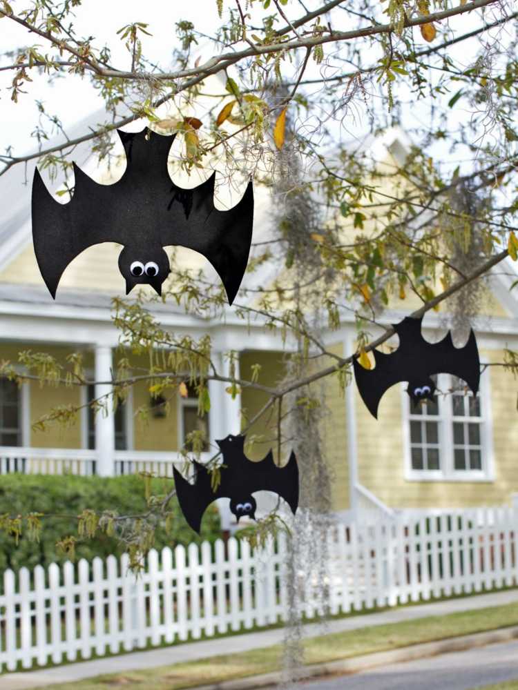 Decorațiuni de grădină de Halloween pentru bricolaj - lilieci agățați decorați-vă singuri decorațiuni de grădină Halloween lilieci hârtie neagră