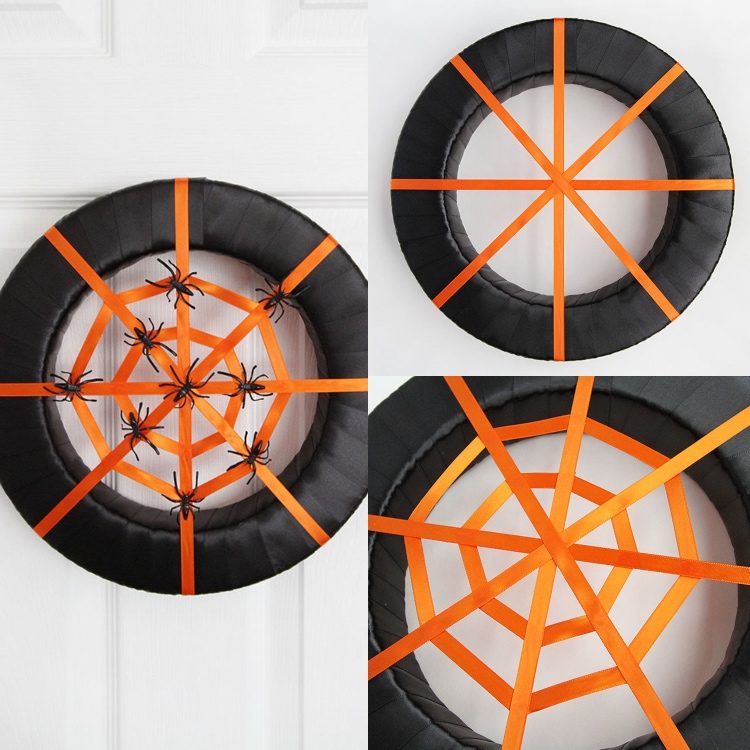 Decorarea ușii cu pânză de păianjen pentru instrucțiuni de Halloween