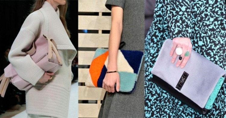 Geantă de mână cu modele geometrice Genti de toamna iarna moda tendinte culori pastelate