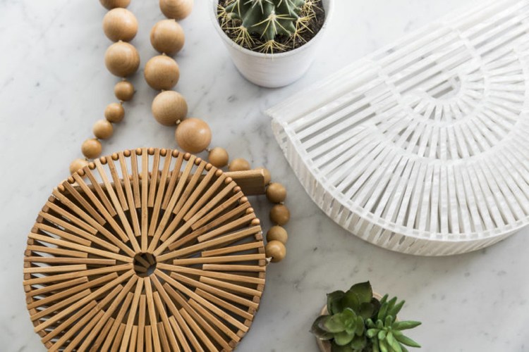 Genti de mână din lemn rotund semicircular filigranat stil Boho