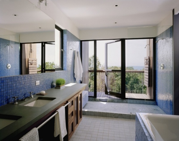casă de țiglă albastră cu design modern casă țiglă albastră design modern