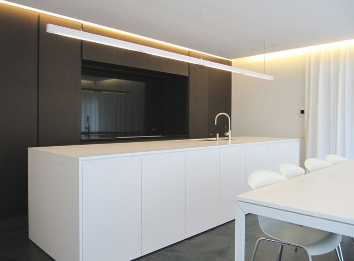 Designul bucătăriei casei cu masă albă bucatarie design modern alb maro masa de masa alb