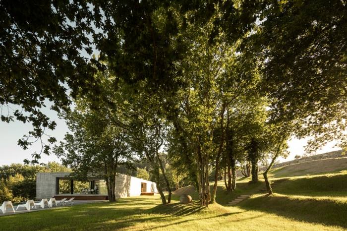 Casa din spate cu vedere la sala de mese casa de proiectare gradina arhitectura moderna portugheza beton