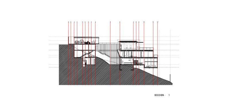 vedere laterală a luxoasei case de arhitect casă-fațadă-sticlă-arhitectură-modernă-casă-plan-panta-secțiune-vedere-laterală