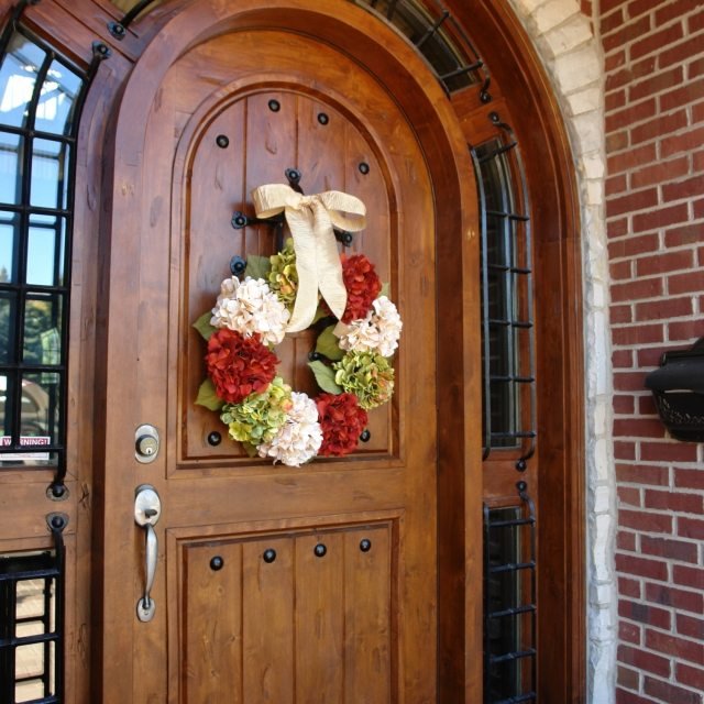 Herbstdeko ușă din față toamnă coroană hortensii uscate Herbstdeko-Hausuer-Herbstkranz-Hortensii-uscate