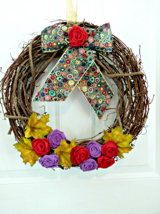 tinker toamna coroană de flori flori de flori de țesătură goală trandafiri buclă toamnă coroană-tinker-tendoane-coroană-blank-țesătură trandafir-panglică