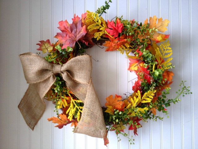 coroană de toamnă frunze colorate iută panglică arc coroană-de-toamnă-frunze-colorate-colorate-iuta-panglică-iuta