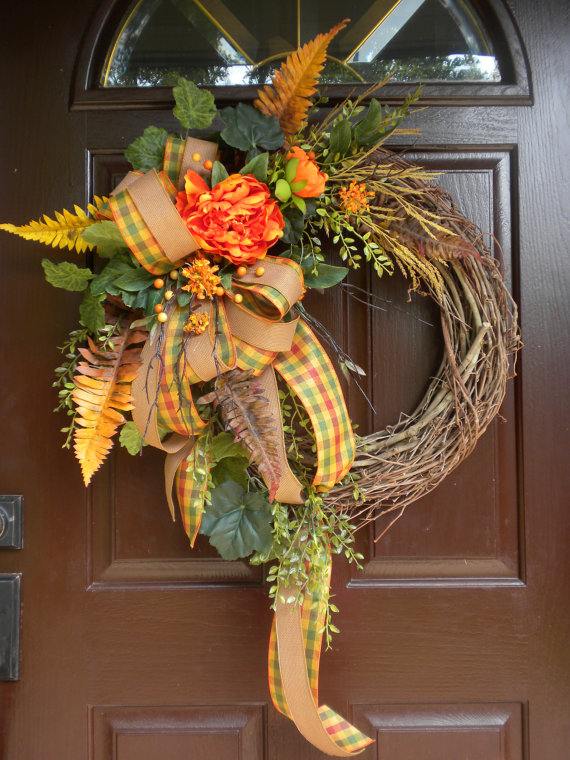 coroană de ușă toamnă tendoane inel frunziș galben ferigă frunze măcinând ușă-coroană-toamnă-tendoane-inel-frunziș-galben-ferigi-frunze-bucle