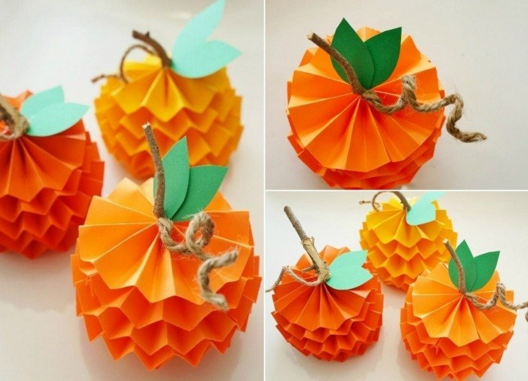 Realizați decorațiuni de toamnă cu copii din hârtie împăturită pentru dovleci de toamnă