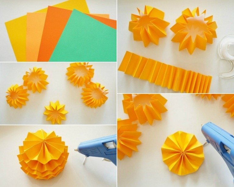 Realizați decorațiuni de toamnă cu copii - instrucțiuni pentru pliere și lipire a hârtiei