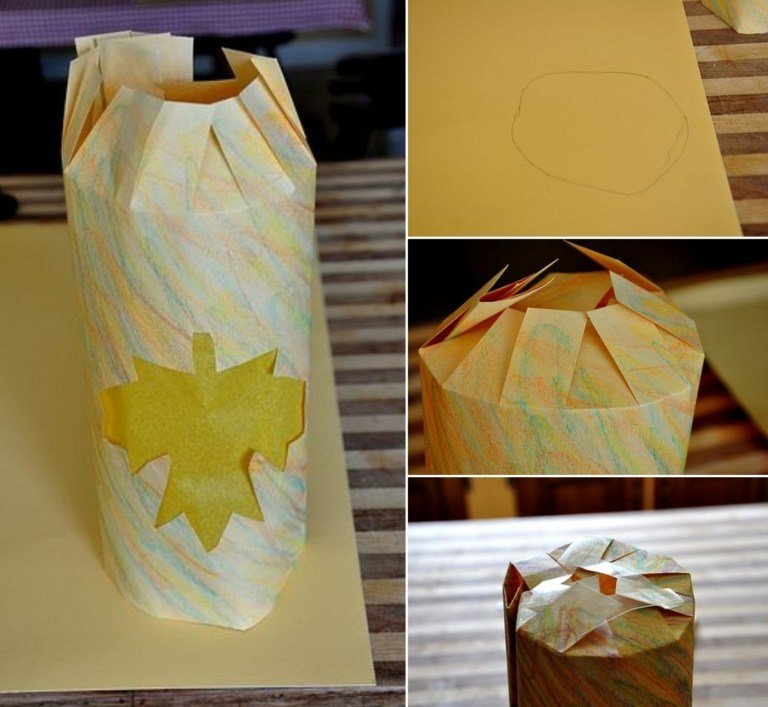 Hârtie în formă de cilindru pentru un felinar de toamnă ca decor