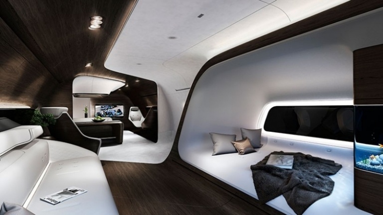 Hi-tech sub o suprafață luxoasă Design High Tech -mercedes-lufhansa-cabin-vip-flyer-lounge-flowing-design-white-wood