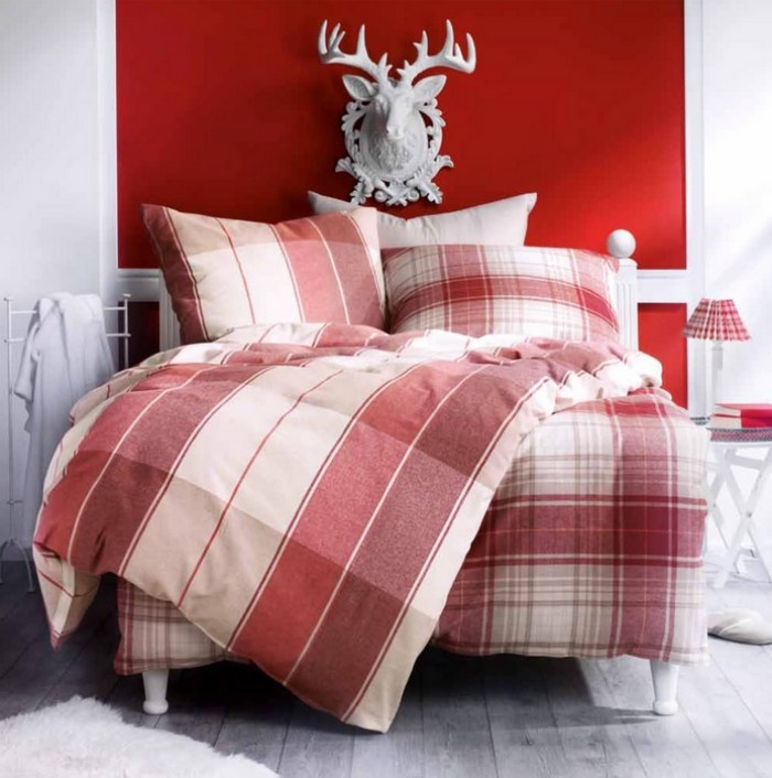 Lenjerie de pat cu carouri roșii și albe, realizată din flanelă în stil rustic alb-roșu-verificat-verificat-design-lenjerie-de-pat-țesută-colorată-fină-în stil casă la țară