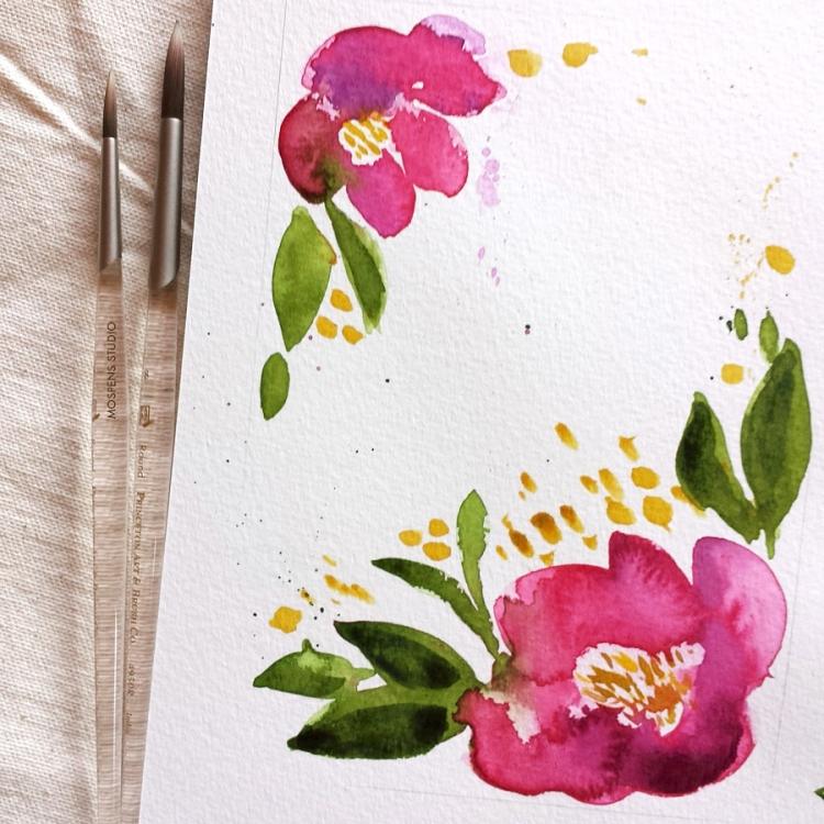 motivele florale sunt întotdeauna populare în decorațiunile de nuntă Tort de nunta extraordinar -aquarela-acuarela-pensula-flori-pictura-mostra