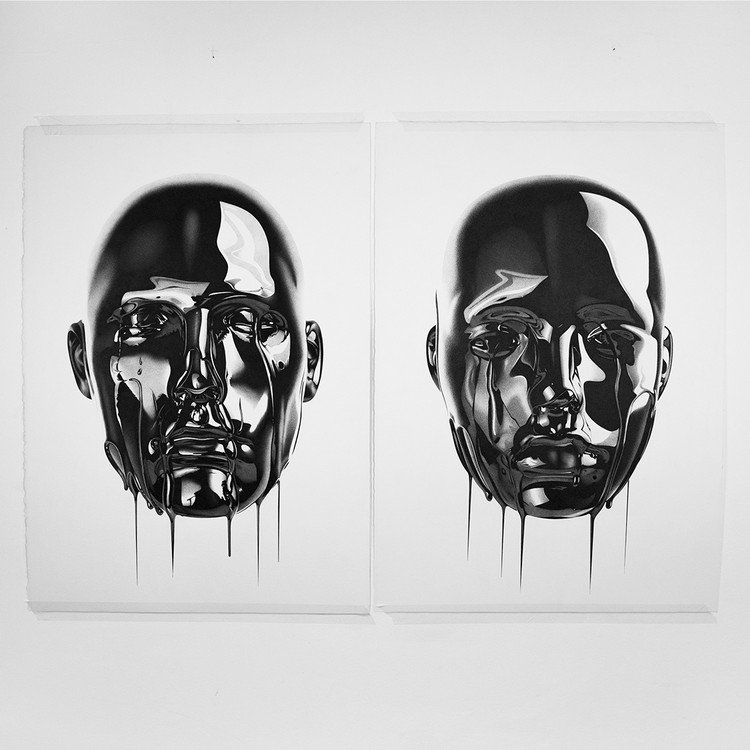 lucrări de artă desene fețe alb-negru