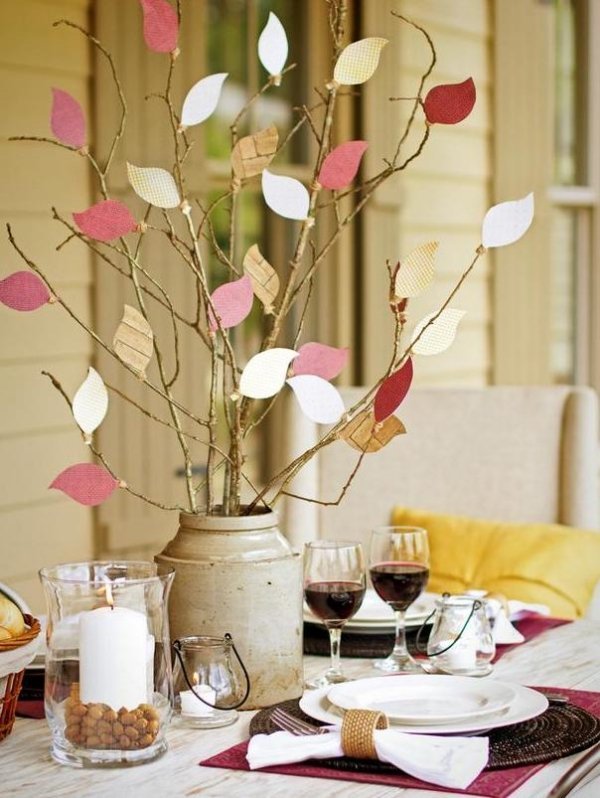 Idei meșteșugului-centrala-decorarea mesei-frunze de toamnă