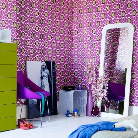 Tapet de perete pentru cameră pentru fete - oglindă nețesută cu model floral Tapet perete cameră cameră fată oglindă cu model floral