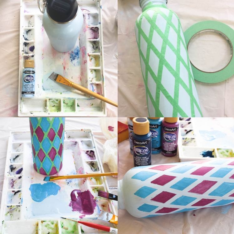 Idei pentru vopsirea sticlelor cu modele geometrice