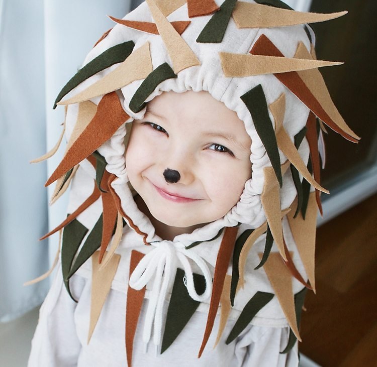 Costum de arici pentru copii, cu hanorac vechi de casă