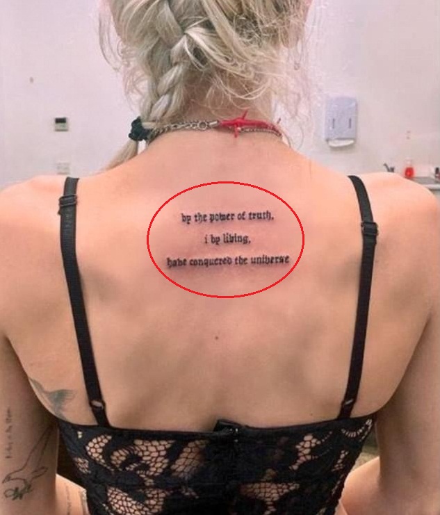 Tatuaggio sulla schiena di Imogen Anthony