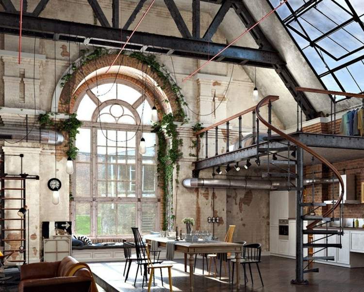 mobilier design industrial interior metal beton living living