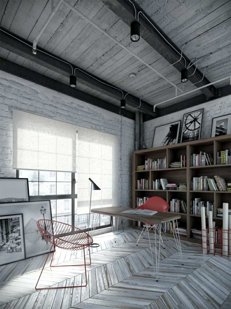 parchet parchet studiu bibliotecă design industrial decorare