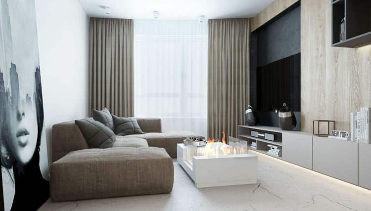 camera de zi perdele interioare moderne lămpi marmură stil industrial