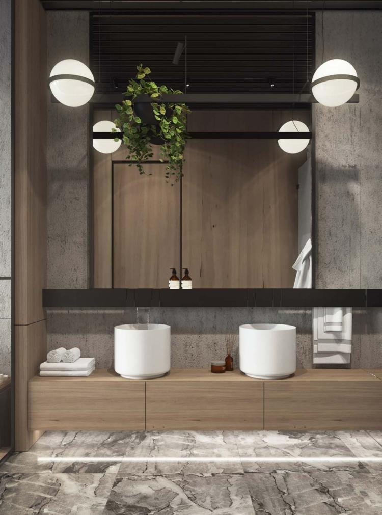 lampă de baie modernă design industrial asseccoires negru dublu chiuvetă pardoseală de marmură