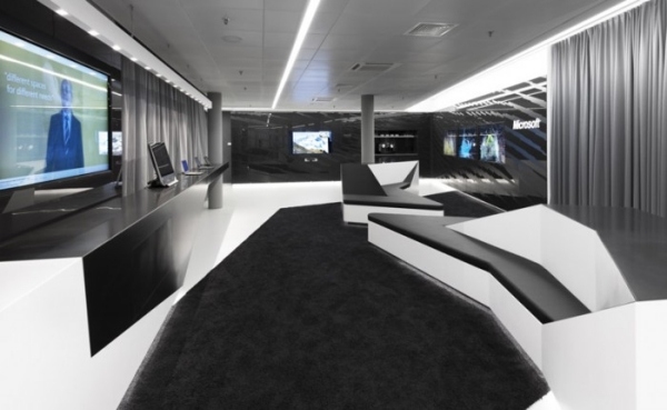 Proiectare centru de informare zonă de întâlnire monocromă Proiectați zona de întâlnire a centrului de informare