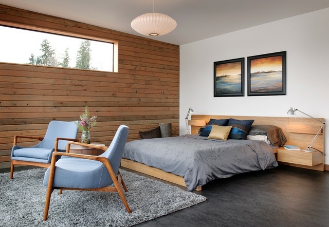 dormitor confortabil mobilier de perete din lemn stejar shaggy Mobilier de perete din lemn covor gri stejar